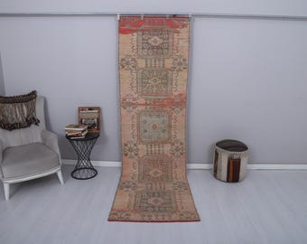 Vintage Runner, Oushak Runner,3x10 Runner Rug,Vintage Rug,Turkish Rug,3x10 Oushak Rug,Hallway Runner Rug,Natural Runner,Turkish Runner,33111