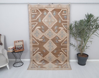 Vintage Rug, Oushak Rug, 5x8, Turkish Rug, Natural Rug, Bohemian Rug, Anatolian Rug, Antique Rug,Home Decor Rug,Wool Rug,Handmade Rug,16025