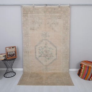 Anatolian Rug, 5x9 Rug, Muted Rug 5x9, Turkish Rug, Vintage Rug,Faded Rug,Turkish Vintage Rug,Vintage Turkish Rug,Oushak Vintage Rug,19559