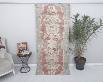 3x8 Runner Rug, Antique Runner, Anatolian Runner, Oushak Runner Rug, Natural Runner, Soft Runner 3x8,Turkish Runner Rug,Vintage Runner,16240