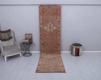 3x30 Vintage Oushak Läufer Teppich aus Türkischer Baumwoll-Wollmischung