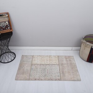 Vintage Mini Rug, 2x4 Door Mat Rug, Turkish Mini Rug,  Oushak Mini Rug, 2x4 Anatolian Rug, 2x4 Mini Rug, Wool Door Mat, Soft Door Mat, 5457