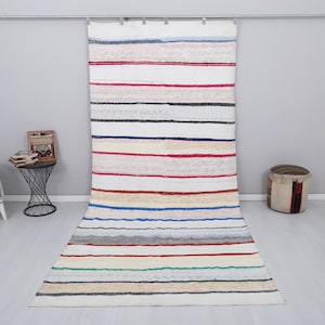 Handmade Vintage Kilim Rug 6x12: Turkish Oushak Shoddy Rug