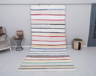Handmade Vintage Kilim Rug 6x12: Turkish Oushak Shoddy Rug