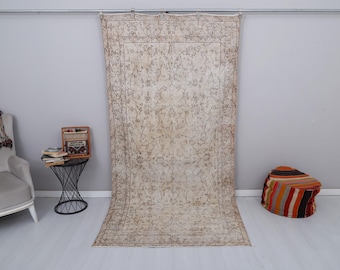 5x10 Anatolian Rug, Oushak Rug, Vintage Rug, Turkish Rug, Muted Colors Rug, Faded Rug 5x10,Soft Rug 5x10, Antique Rug, Old Rug,Wool Rug,1403