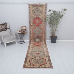 Turkish Runner, Oushak Runner, 3x14 Runner Rug, Vintage Runner,Runner Rug,Turkey Runner Rug,Natural Runner Rug,Neutral Runner,3x14 Rug,17390