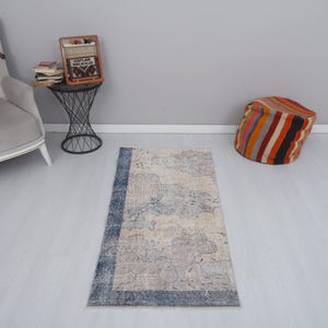 2x5 Vintage Turkish Wool Rug: Small Oushak Anatolian Rug