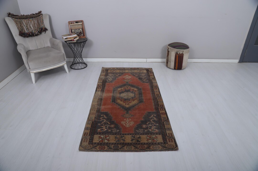 Oushak Rug 3x7, Area Rug 3x7, Handwoven Rug, Turkish Rug, Vintage Rug ...