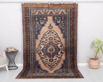 6x9 Turkish Rug, Bohemian Rug, Living Room Rug, Anatolian Rug, 6x9 Vintage Rug, Oushak Rug, Natural Rug,Area Wool Rug,Turkish Vintage,557
