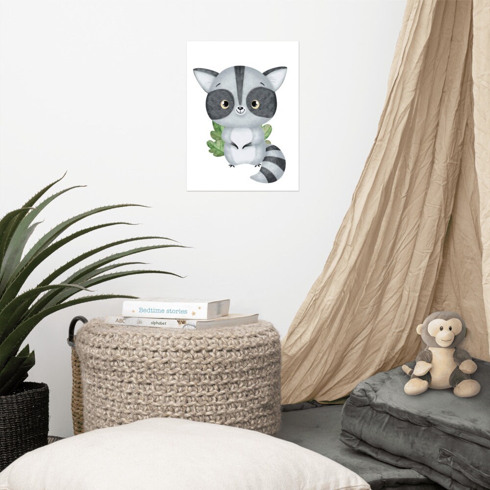 Waschbär Poster. Waschbär-Wand-Dekor. Waschbär Kinderzimmer | Etsy