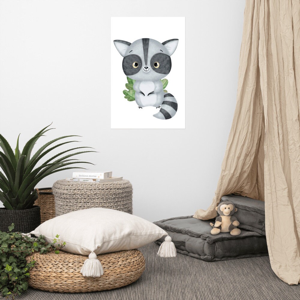 Waschbär Poster. Waschbär-Wand-Dekor. Waschbär Kinderzimmer | Etsy