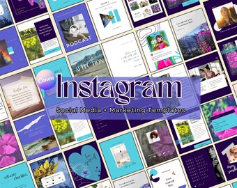 Blue Canva Instagram Templates- Marketing Templates for Small Business | Coach | Social Media Branding Kit | Engagement Booster