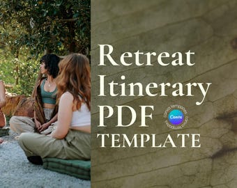 Retraiteprogramma PDF Canva-sjabloon | Bewerkbaar schema en programmaplanner voor retraiteorganisatoren | Yoga- en spirituele wellnessretraites