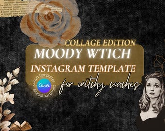 Witchy Instagram Canva Templates: Dark Moody Collage, Spiritual Coaches Social Media Marketing