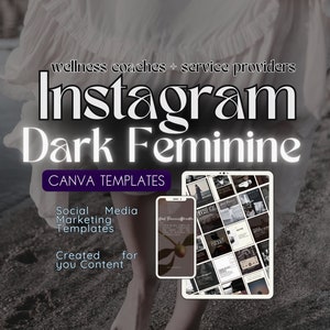Plantillas de Instagram Canva para publicaciones y reels de mujeres oscuras / Negocios de bienestar / Coaches espirituales / Kit de marca para redes sociales / Trabajo con sombras