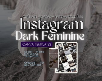 Dark Feminine Instagram Canva Templates Posts + Reels | Wellness Business | Spiritual Coaches | Social Media Branding Kit | Shadow Work