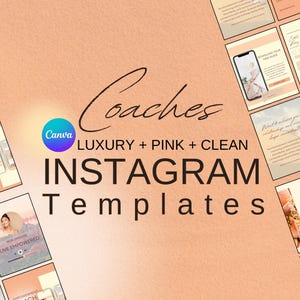 Pink Canva Instagram Marketing Templates for Coaches, Engagement Booster, Peach, Minimalist, Social Media Branding Kit | Luxury Aesthetic