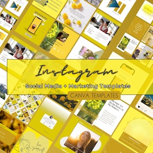 Yellow Canva Instagram Templates for Coaches | Marketing Templates for Small Business | Instagram Story + Posts | Yellow Branding Kit
