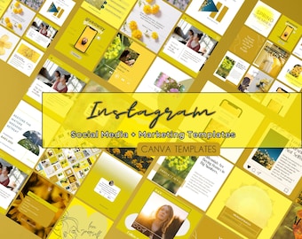 Yellow Canva Instagram Templates for Coaches | Marketing Templates for Small Business | Instagram Story + Posts | Yellow Branding Kit