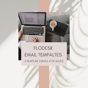 Plantillas de Flodesk: 5 correos electrónicos secuenciales de nutrición, incluyendo una plantilla de marketing por correo electrónico de ventas para profesionales del bienestar holístico.