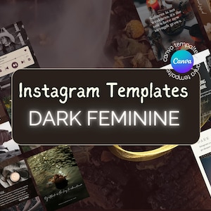 Mörka feminina Instagram Canva-mallar för andliga coacher | Inlägg + Reels | Varumärkesbyggande kit för skuggarbete för healers, välbefinnande och företag