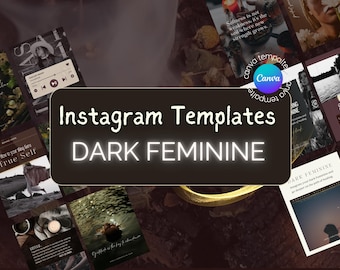 Dark Feminine INSTAGRAM Canva Templates Posts + Reels | Wellness Business | Spiritual Coaches | Social Media Branding Kit | Shadow Work