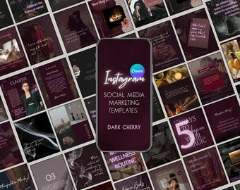 Dark Moody Witchy Instagram Templates for Coaches | Dark Feminine Canva Kit for Spiritual Healers | Gothic Goddess Aesthetic Branding