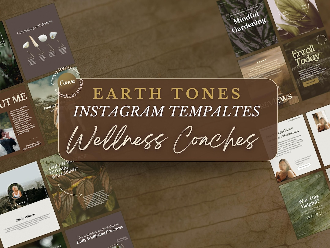 Earth Tones Instagram Templates for Wellness Coaches | Minimalist Canva ...