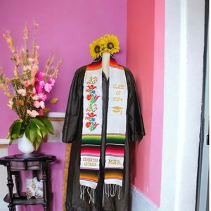 Floral Embroidered Personalized Mexican Graduation Stole/LIMITED QUANTITY