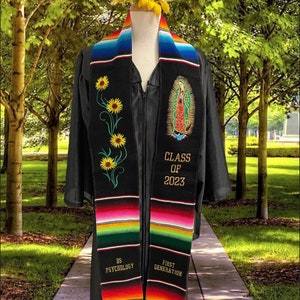 Stola di laurea Sarape messicana personalizzata con girasole/Stola di laurea personalizzata