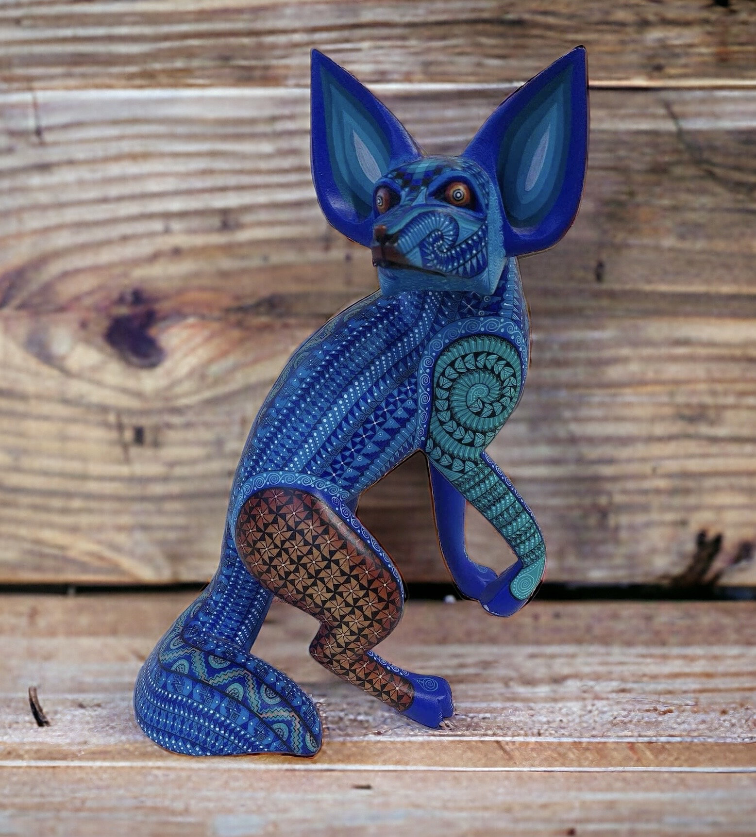 OAXACAN WOOD CARVING オアハカンウッドカービング　イヌ大きめ OAXACA Wood Carving Turkey：オアハカ ウッドカービング ターキー