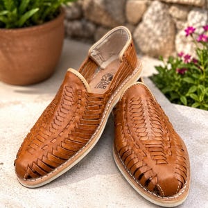 Mexican Men Huaraches Brown Black Flavio Orte Mexico Sz 14 (12 in) Boho Slip on Mexican Men Huaraches Brown Black Flavio Orte Mexico Sz 14  main image 2