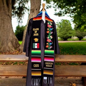 Floral Embroidered Personalized Mexican Graduation Stole