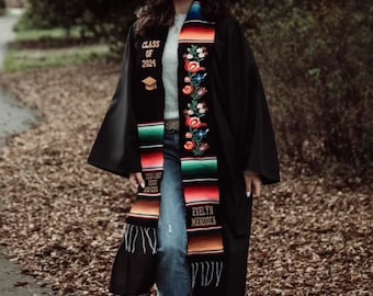 Floral Embroidered Personalized Mexican Graduation Stole/LIMITED QUANTITY