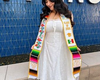 Blommig broderad med kant personlig mexikansk examensstola
