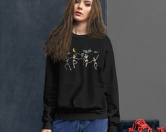 HALLOWEEN DANCING SKELETON Sweatshirt | Skeletons Happy Halloween Sweatshirt | Skeleton Sweatshirt | Halloween Shirt