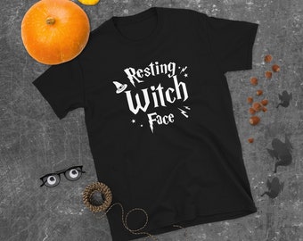 休息中の魔女の顔のかわいいシャツ | 魔女のハッピーハロウィンTシャツ | 魔女のTシャツ | 快適なTシャツ | ハロウィンシャツ、ハロウィン魔女