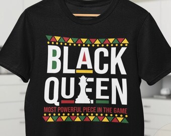 Czarna koszula królowej, odzież Black Owned, czarna koszula dumy dla czarnych kobiet, czarna koszula dumy, czarna dziewczyna magia, dziewczęca koszula melaninowa