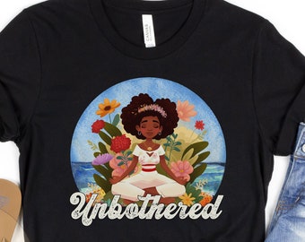 Ongehinderd shirt, Mood 24 7 shirt tee, zwarte vrouw yoga shirt, zwarte yoga cadeau, zwarte eigendom kleding, Afro-Amerikaanse yoga shirt