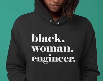 Sweat ingénieur noir, sweat à capuche noir ingénieur, vêtements noirs, cadeau de remise des diplômes ingénieur, sweat à capuche noir femme