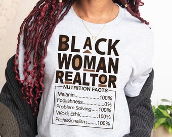 Black Woman Realtor Shirt, Black Realtor Real Estate Nutritional Facts, Gift For Black Realtor, Black Realtor Real Estate Shirt