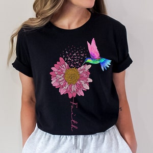 Hummingbird Breast Cancer Shirt, Cancer Shirt, Cancer Support Shirt, Breast Cancer Month, Cancer Awareness Shirt, In October We Wear Pink