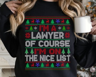 Lawyer Christmas Sweatshirt, Attorney Ugly Holiday Sweater, Funny Lawyer Christmas Shirt, Law Firm Holiday Party Shirt