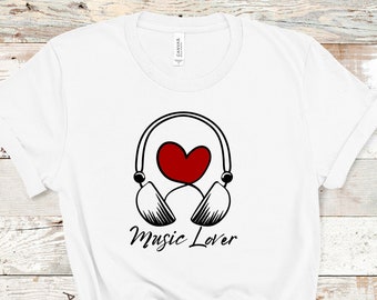 Camisa amante de la música, camisa de auriculares, camisa de banda, camisa de profesor de música, camisa de música de amor, regalo de Navidad para músico / regalo amante de la música