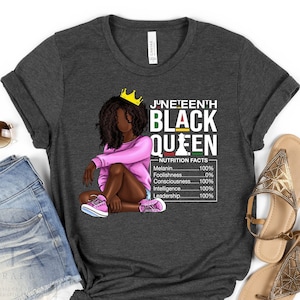 Juneteenth Queen Tee, Women's Juneteenth Shirt, Black Owned Clothing, Black Queen Nutritional Facts, Juneteenth His and Her Couple Shirt