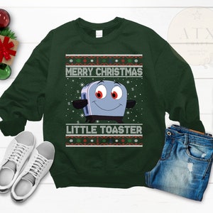 Felpa Merry Xmas Little Toaster, Be Brave Little Toaster, maglione natalizio brutto verde, felpa natalizia appiccicosa per uomini e donne