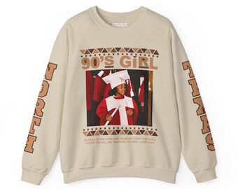 90's Girl Crewneck Sweatshirt | Retro 90s Typography, Brown Vintage Lettering