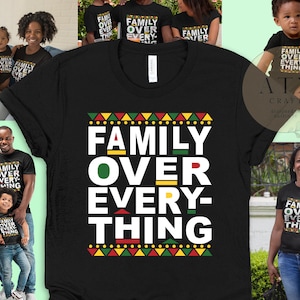 Chemises assorties à la famille noire, la famille avant tout, chemises de vacances pour la réunion de famille noire