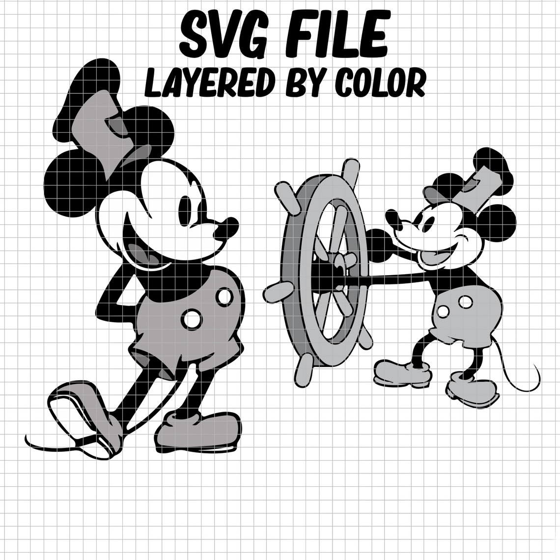 2 Steamboat Willie Mickey Mouse SVG Bundle/ Instant Download/ | Etsy