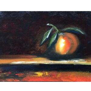 Fresh Juicy Tangerine Original Oil Painting Wall Art 8 by 11 inches.
